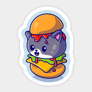 Cute Cat Burger Cartoon Sticker